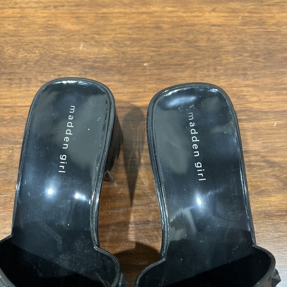 Madden Girl Womens Black Jelly Studded Slide Low Wedge Sandals Size  8.5 - Picture 2 of 9